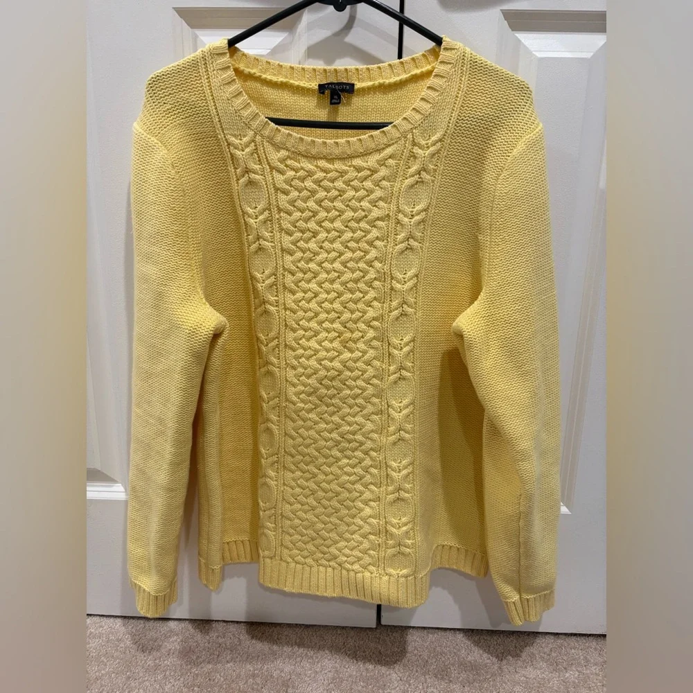 Yellow Chunky Cable Knit Sweater Oversized - Picture 1 of 6